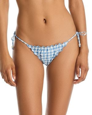 Aqua X Lisa Says Gah Ruffle Side Tie Bikini Bottom - Blue