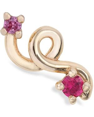 Bea Bongiasca 9K Loop Sapphire & Ruby Single Mini Stud Earring - Pink