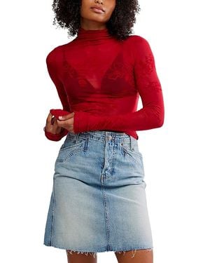 Free People You Decide Mesh Top - Red