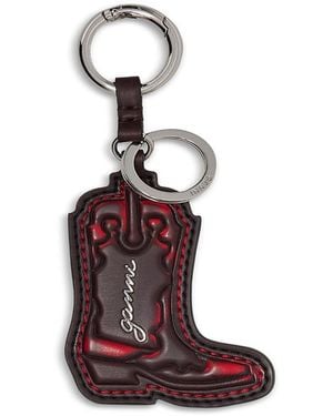 Ganni Leather Western Boot Keyring - Purple