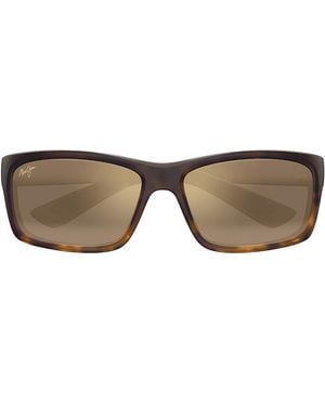 Maui Jim Kanaio Coast Polarized Mirrored Wraparound Square Sunglasses, 61Mm - Brown