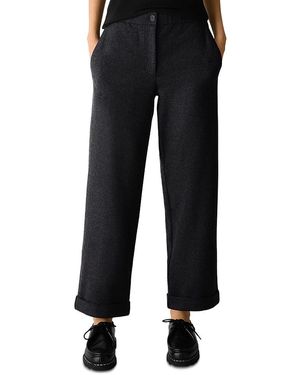 Eileen Fisher Felted Wool Cuffed Ankle Pants - Black