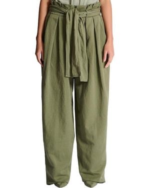 Balmain Twill High-Waisted Pants - Green