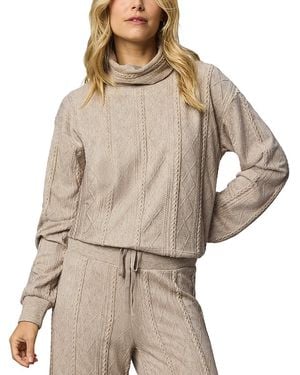 Splendid Cable Lounge Turtleneck Top - Natural