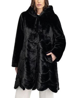 Lyla Grant Faux Fur Mink Reversible Parka Coat - Black
