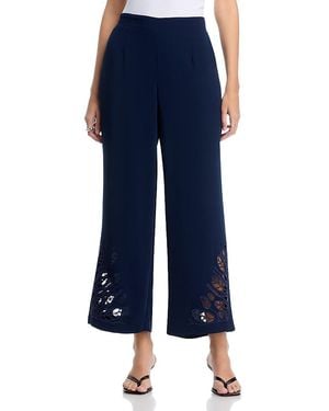 Tahari Embroidered Pull On Pants - Blue