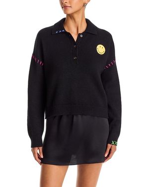 Aqua Whipstitched Polo Sweater - Blue