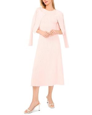 Ted Baker Sleeveless Round Neck Midi Dress With Pointelle And Rib - Pink