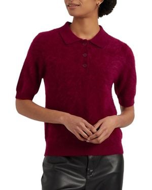 Chinti & Parker Brushed Cashmere Polo Tee - Red