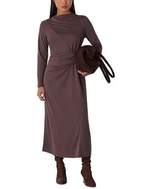 Whistles Petite Ruched Detail Midi Dress - Purple