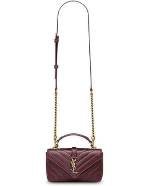 Saint Laurent College Mini Chain Bag - White
