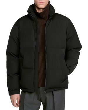 Sandro Tech Fabric Zip Puffer Jacket - Black