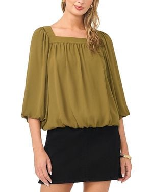 Vince Camuto Square Neck 3/4 Sleeve Bubble Blouse - Green