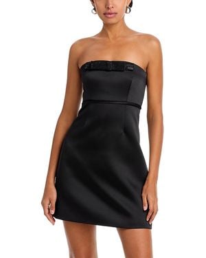 MILLY Robin Duchess Satin Bow Mini Dress - Black