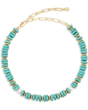 Ettika Saint Tropez Stone Breaded Collar Necklace, 15-20 - Green