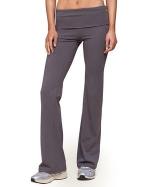 Edikted Oriane Foldover Flared Leggings - Blue