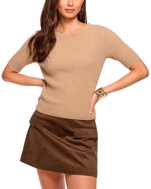 Ramy Brook Elliot Ribbed Sweater Top - Brown