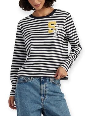 Chinti & Parker Cotton Snoopy Varsity Long Sleeve T-Shirt - Blue