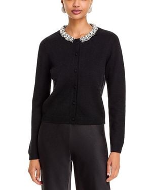 Tahari Embellished Crewneck Cardigan - Black