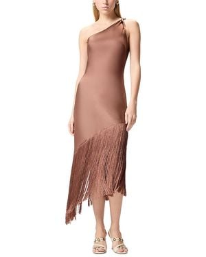 PINKO Kiwi Satin Fringe Dress - Brown