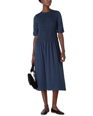 Whistles Jersey Shirred Midi Dress - Blue