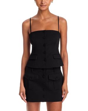 Rag & Bone Irina Square Neck Button Tank - Black