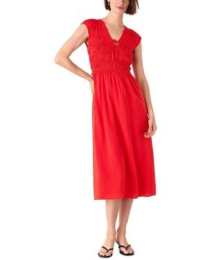 Whistles Shirred Bodice V Neck Dress