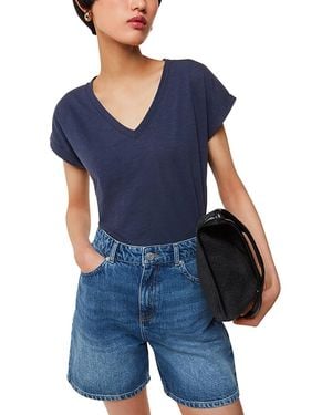 Whistles Willa V Neck Cap Sleeve Tee - Blue