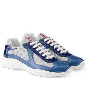 Prada Patent Leather And Technical Fabric America's Cup Sneakers - Blue