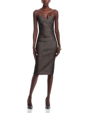 Black Halo Lena Notch Neck Sheath Dress - Brown