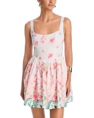 Aqua Placed Floral Mini Dress - Pink