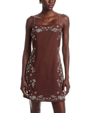 Tahari The Willow Rhinestone Embellished Dress - Brown