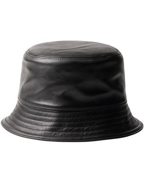 Prada Nappa Leather Bucket Hat - Black