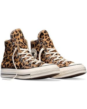Converse Chuck 70 Leopard Calf Hair High Top Sneakers - Brown