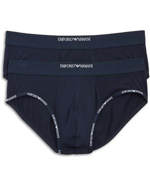 Emporio Armani Logo Briefs, Pack Of 2 - Blue