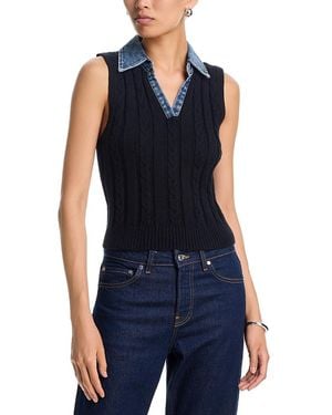Six Fifty Monica Sleeveless Mixed Media Sweater - Blue