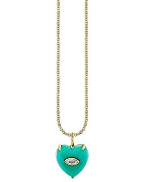 Sydney Evan 14K & Diamond Heart Pendant Necklace, 16-18 - White