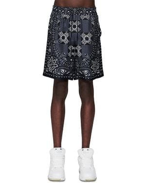 Amiri Check Pattern 7 Drawstring Shorts - Black