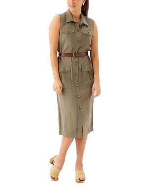 Karen Kane Sleeveless Midi Shirtdress - Green