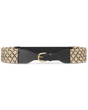 Gerard Darel Tyra Raffia & Leather Belt - Black