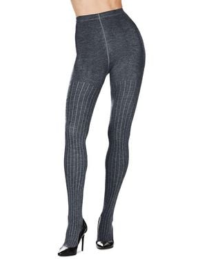 Natori Rib Knit Sweater Tights - Blue