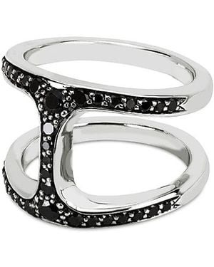Hoorsenbuhs Sterling Phantom Diamond Double Row Statement Ring - White