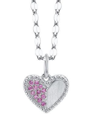 Moon & Meadow 14K Sapphire Bead Frame Heart Pendant Necklace, 18 - White