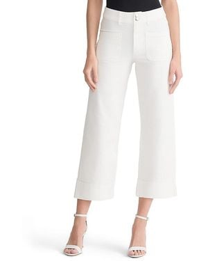 Ming Wang Cropped Wide-Leg Jeans - White