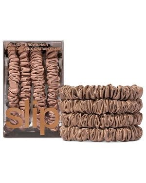 Slip Pure Silk Back To Basics Skinny Scrunchies, Set Of 4 - Brown