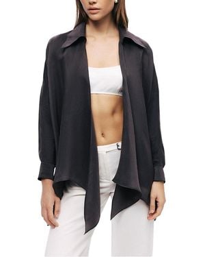 Nocturne Front-Tie Longline Shirt - Black