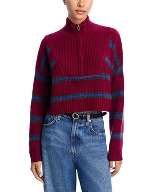 STAUD Hampton Cashmere Cropped Sweater - Red