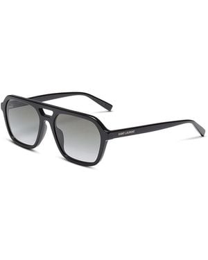 Saint Laurent Aviator Sunglasses, 55Mm - Metallic