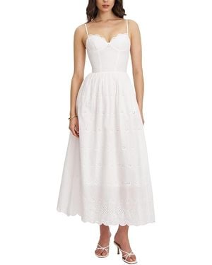 Miss Circle Oberon Cotton Eyelet Lace-Up Back Maxi Dress - White
