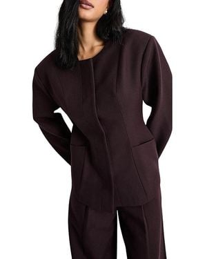 Warehouse Premium Tailored Moulded Waist Blazer - Black